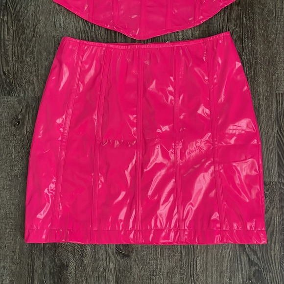 COPY - Collective The Label shine PVC pink corset set from ASOS NWT size 4 - Picture 11 of 12